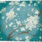 White Cherry Blossoms on Teal Aged no Bird by Danhui Nai 14" x 14" Canvas Wall Art (Set of 2)